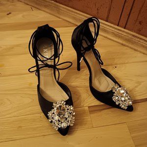 Black Akira Rhinestone Heels